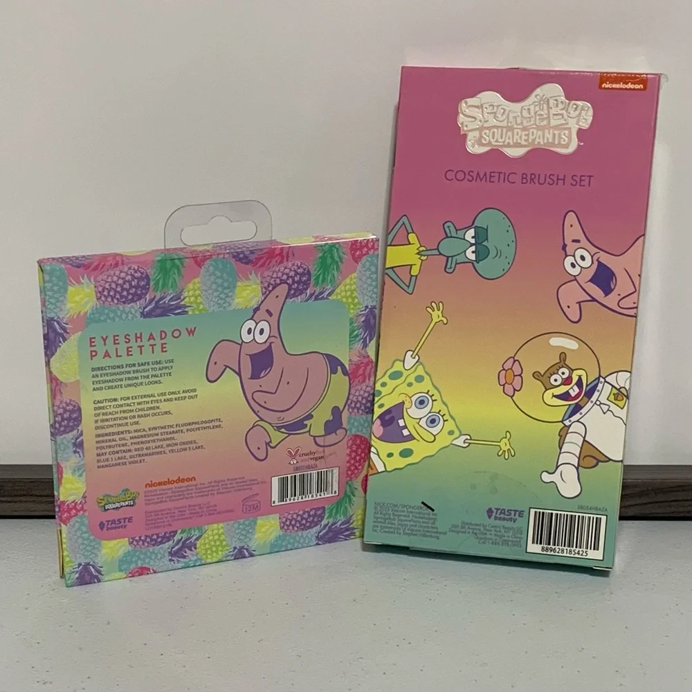 Taste Beauty x SpongeBob SquarePants Eyeshadow Palette & Cosmetic Brush Set-New